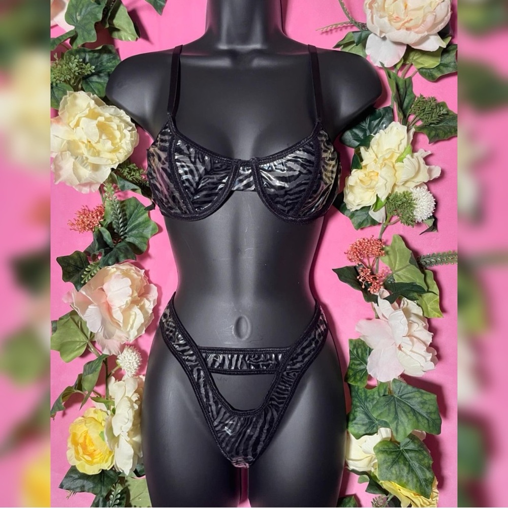Foreplay clear zebra print 2 piece set club rave wear